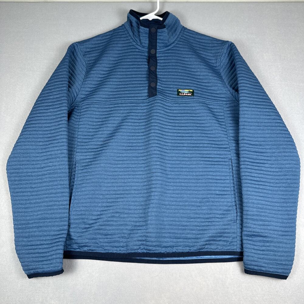 L.L. Bean Airlight Mens LARGE Slightly Fitted Quilted Pullover Quarter 1/4 Snap